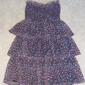 Strapless ruffled mini dress